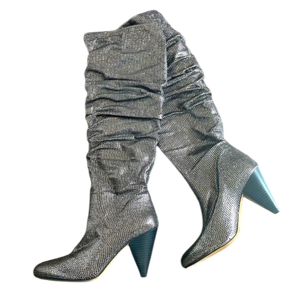 INC International Concepts Sequin Thigh High Boots Womens 7 Rhinestone club